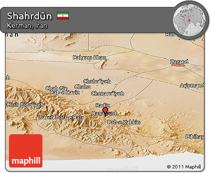 Satellite Panoramic Map of Shahrdūn