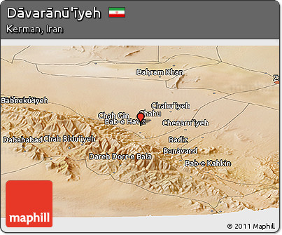 Satellite Panoramic Map of Dāvarānū'īyeh