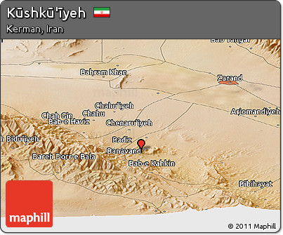 Satellite Panoramic Map of Kūshkū'īyeh