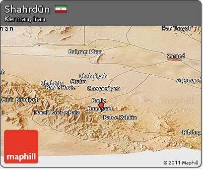 Satellite Panoramic Map of Shahrdūn
