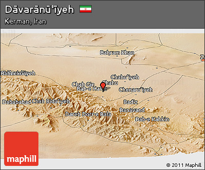 Satellite Panoramic Map of Dāvarānū'īyeh