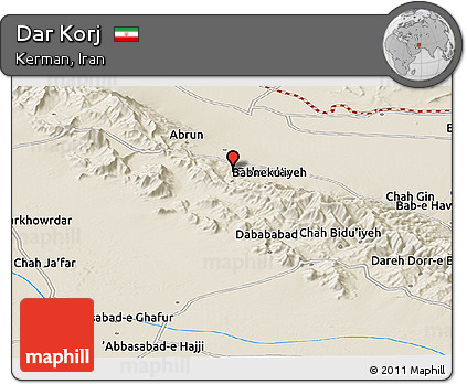 Shaded Relief Panoramic Map of Dar Korj