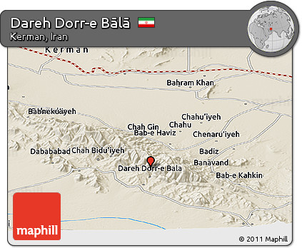 Shaded Relief Panoramic Map of Dareh Dorr-e Bālā