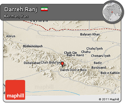 Shaded Relief Panoramic Map of Darreh Ranj
