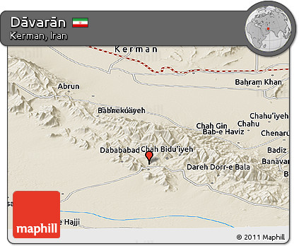 Shaded Relief Panoramic Map of Dāvarān