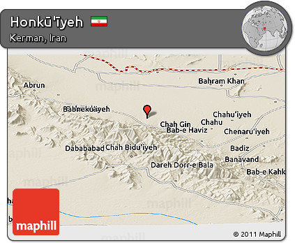 Shaded Relief Panoramic Map of Honkū'īyeh