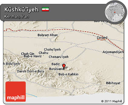 Shaded Relief Panoramic Map of Kūshkū'īyeh