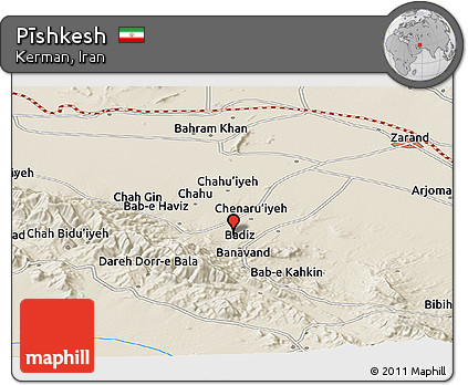 Shaded Relief Panoramic Map of Pīshkesh