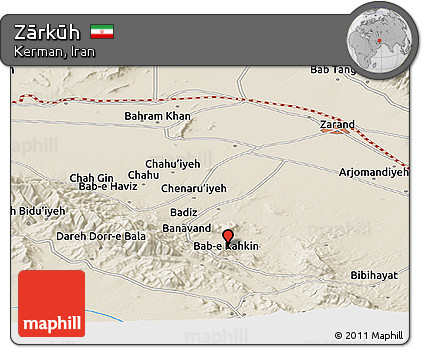 Shaded Relief Panoramic Map of Zārkūh