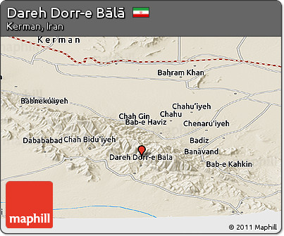 Shaded Relief Panoramic Map of Dareh Dorr-e Bālā