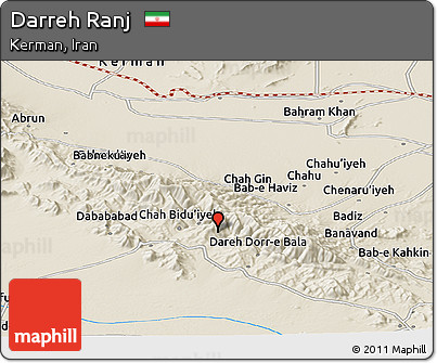 Shaded Relief Panoramic Map of Darreh Ranj