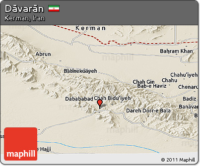 Shaded Relief Panoramic Map of Dāvarān