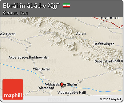Shaded Relief Panoramic Map of Ebrāhīmābād-e Ḩājjī