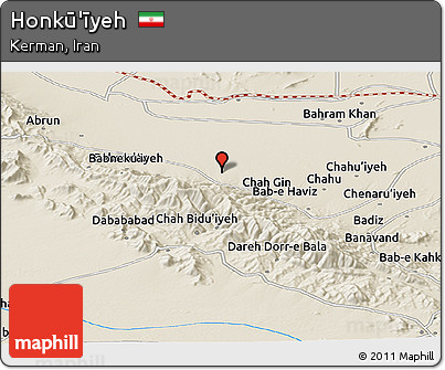Shaded Relief Panoramic Map of Honkū'īyeh