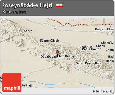Shaded Relief Panoramic Map of Ḩoseynābād-e Hejrī