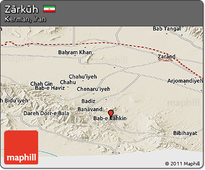 Shaded Relief Panoramic Map of Zārkūh