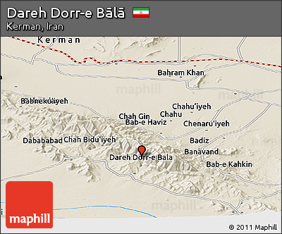 Shaded Relief Panoramic Map of Dareh Dorr-e Bālā