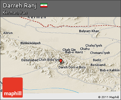 Shaded Relief Panoramic Map of Darreh Ranj