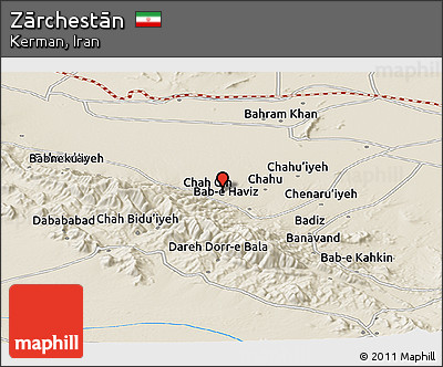 Shaded Relief Panoramic Map of Zārchestān