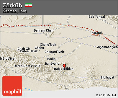 Shaded Relief Panoramic Map of Zārkūh