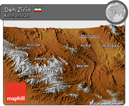 Physical 3D Map of Deh Zīrīn