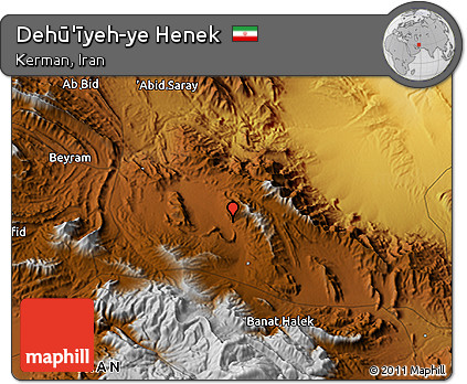 Physical 3D Map of Dehū'īyeh-ye Henek