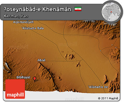 Physical 3D Map of Ḩoseynābād-e Khenāmān