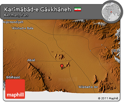 Physical 3D Map of Karīmābād-e Gāvkhāneh