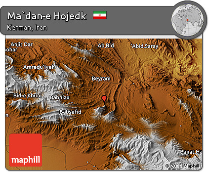 Physical 3D Map of Ma`dan-e Hojedk