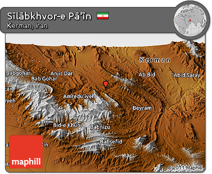 Physical 3D Map of Sīlābkhvor-e Pā'īn