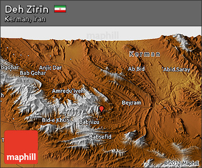 Physical 3D Map of Deh Zīrīn