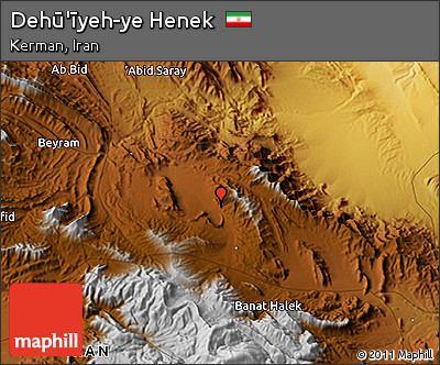 Physical 3D Map of Dehū'īyeh-ye Henek