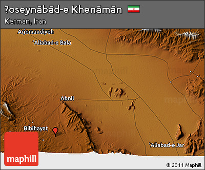Physical 3D Map of Ḩoseynābād-e Khenāmān