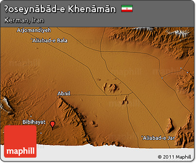 Physical 3D Map of Ḩoseynābād-e Khenāmān