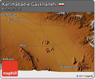 Physical 3D Map of Karīmābād-e Gāvkhāneh
