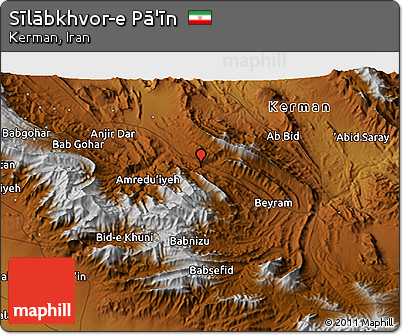 Physical 3D Map of Sīlābkhvor-e Pā'īn