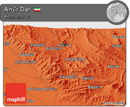 Political 3D Map of Anjīr Dar