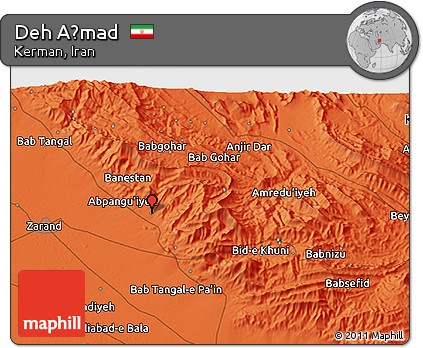 Political 3D Map of Deh Aḩmad