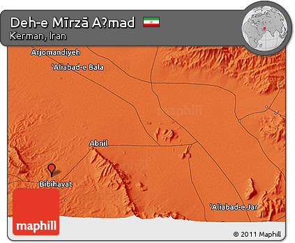 Political 3D Map of Deh-e Mīrzā Aḩmad