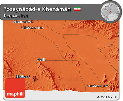 Political 3D Map of Ḩoseynābād-e Khenāmān