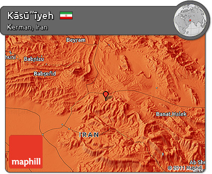Political 3D Map of Kāsū”īyeh