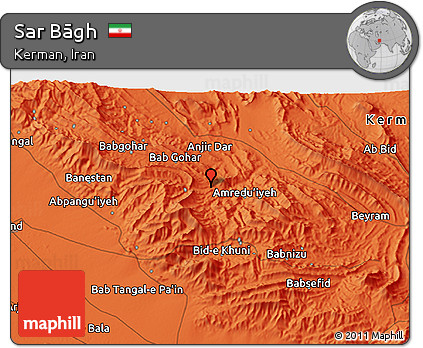 Political 3D Map of Sar Bāgh