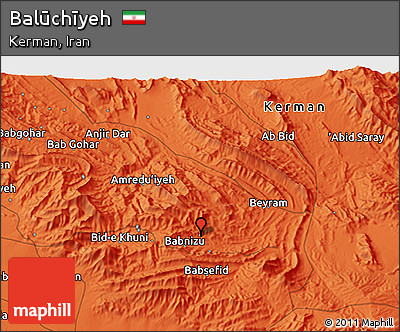 Political 3D Map of Balūchīyeh