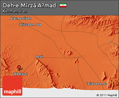 Political 3D Map of Deh-e Mīrzā Aḩmad