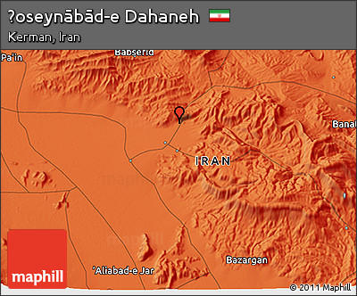 Political 3D Map of Ḩoseynābād-e Dahaneh