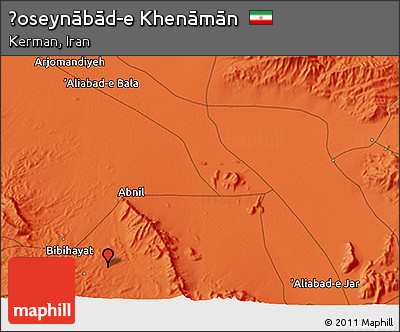 Political 3D Map of Ḩoseynābād-e Khenāmān