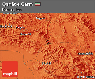 Political 3D Map of Qanāt-e Garm