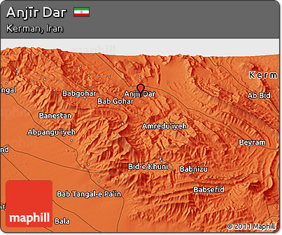 Political 3D Map of Anjīr Dar