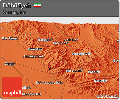 Political 3D Map of Dāhū'īyeh