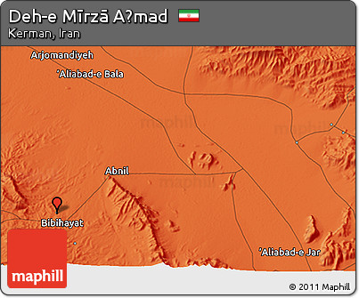 Political 3D Map of Deh-e Mīrzā Aḩmad